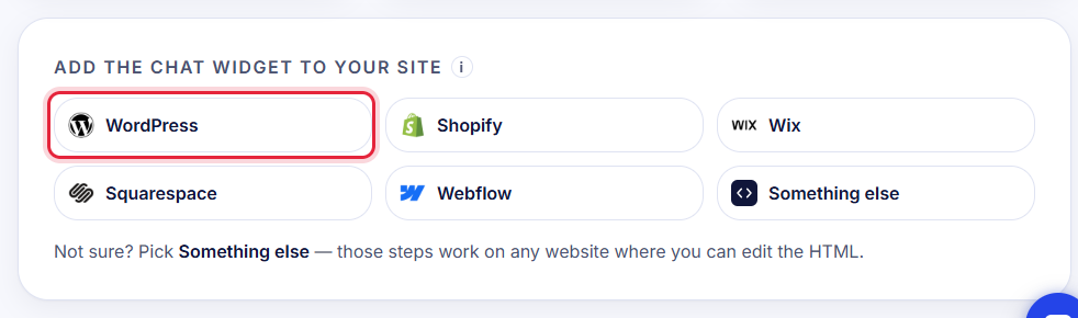 The 'Add the chat widget to your site' box where your Business ID is shown
